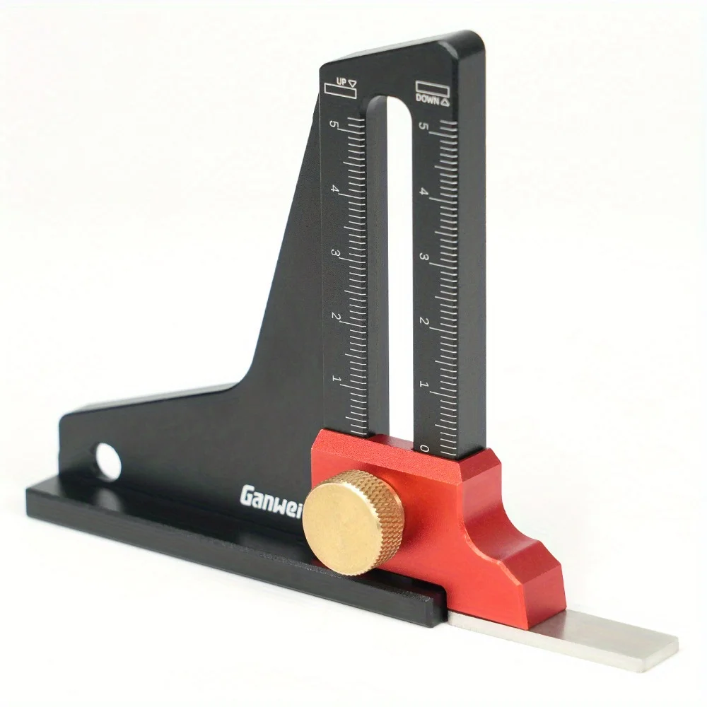 Router Table Height Gauge 0-50mm Adjustable Table Saw Depth Gauge with Height Lock Aluminum Measuring Gauge for Setting Up