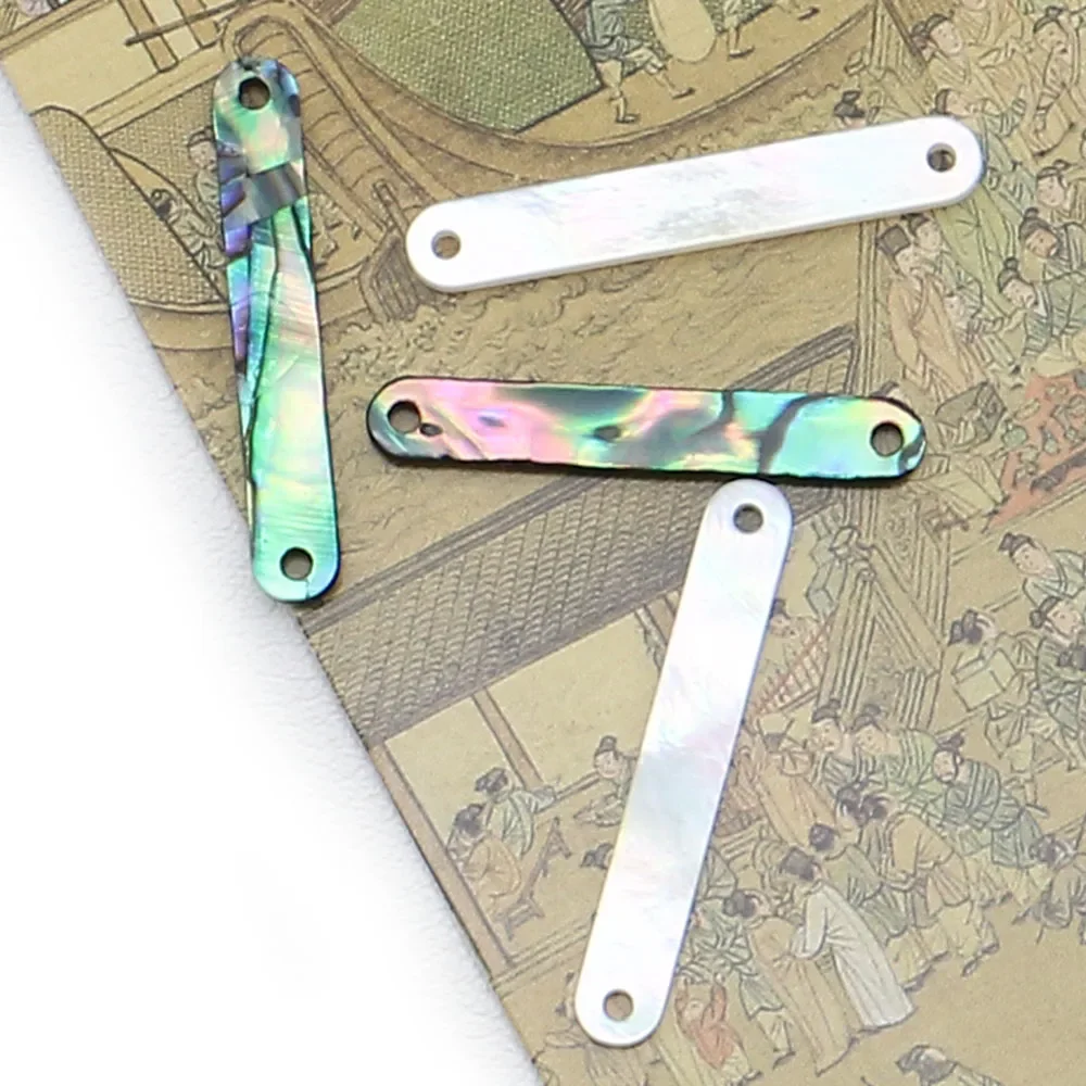 Geometric Rounded Rectangle Double-sided Natural Abalone White Shell Polished Double-hole Pendants DIY Jewelry Accessories