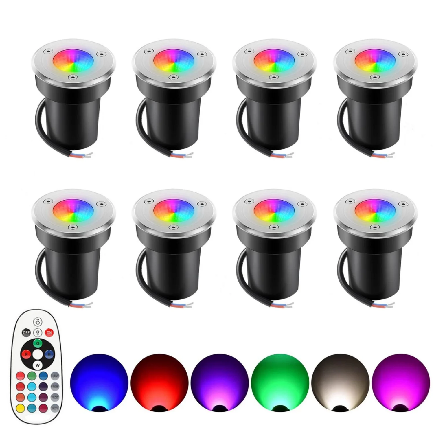 

6W LED Underground Lamp RGB Warm White Landscape Lighting with Remote Waterproof Outdoor 12V Path Tree Deck Step In-ground Light