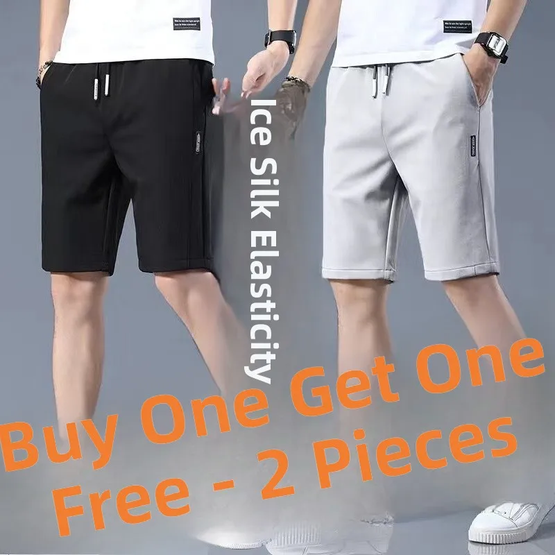 

Men's Thin Loose Beach Sports orts Ice Silk Qui Dry Summer Casual Pants Youth Elastic Waist Straight Leg Basic Color