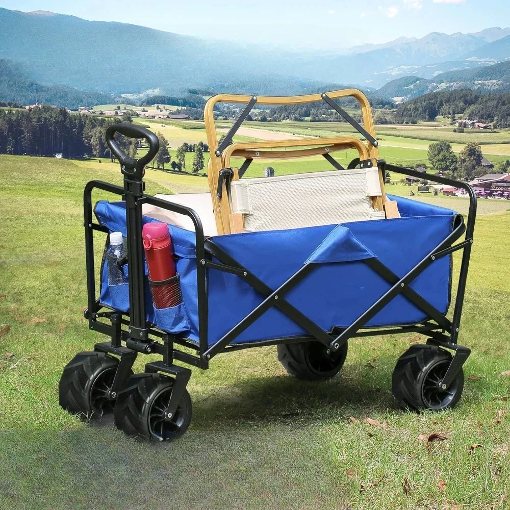 

Garden Cart, Heavy Duty 350 Lbs Capacity Wagon, All Terrain Outdoor Folding Portable Adjustable Rolling Carts, Garden Cart