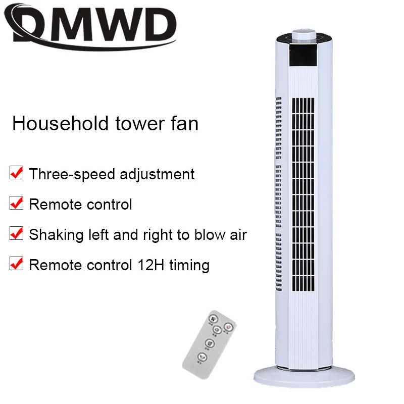 DMWD Electric Air Cooling Fan Tower Fan Floor Stand Type Cooler Mute Vertical Bladeless Remote Timer Conditioning Ventilator