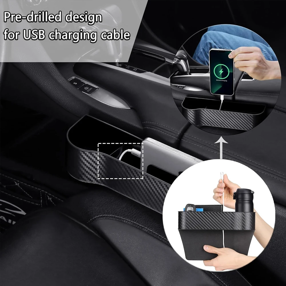 Aufbewahrungsbox für die Lücke zwischen den Autositzen, multifunktionale Aufbewahrungsbox für den Autositz, geeignet zur Aufbewahrung von Mobiltelefonen, Schlüsseln und anderen Autozubehörteilen. – Detail 4