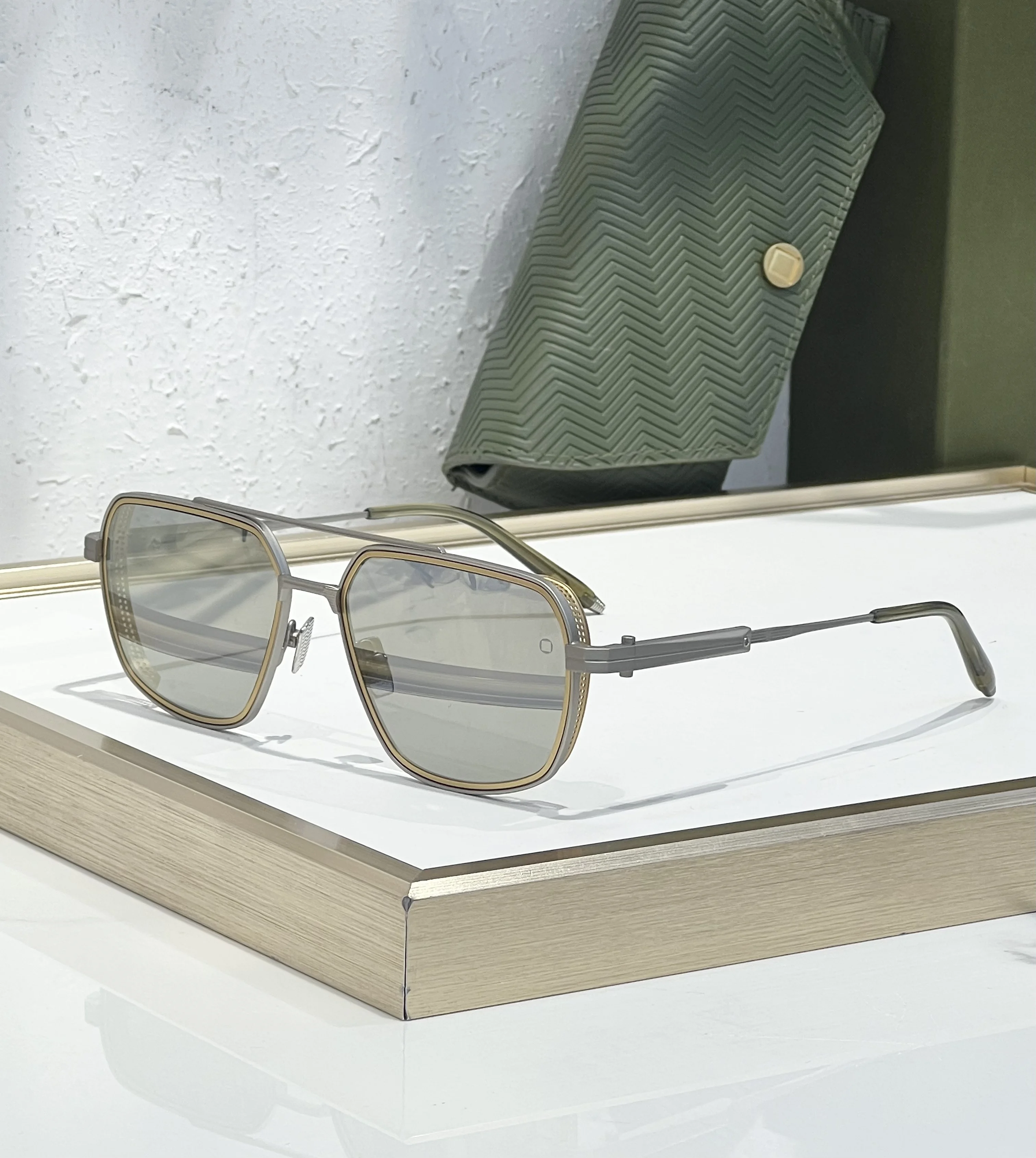 

KIZN AKS-503 Pathfinder Luxury Sunglasses Titanium Frame Handmade Curved Navigator Mini Shields