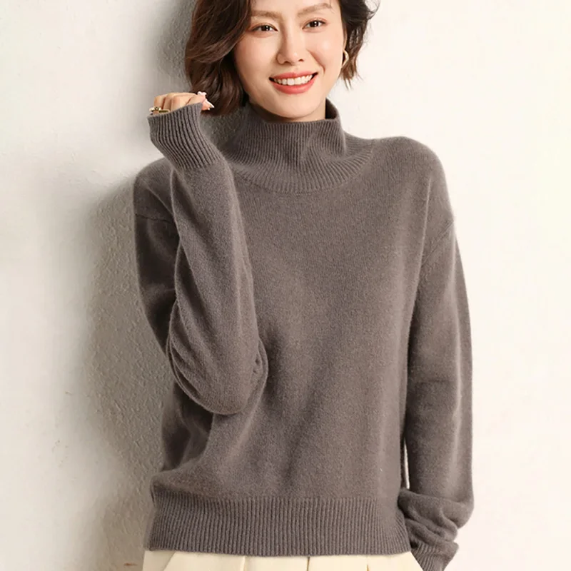 Tailor Sheep Autumn Winter 100% Pure Cashmere Sweater Turtleneck Women\'s High Quality Warm Female Loose Thicken Knitted Jumper