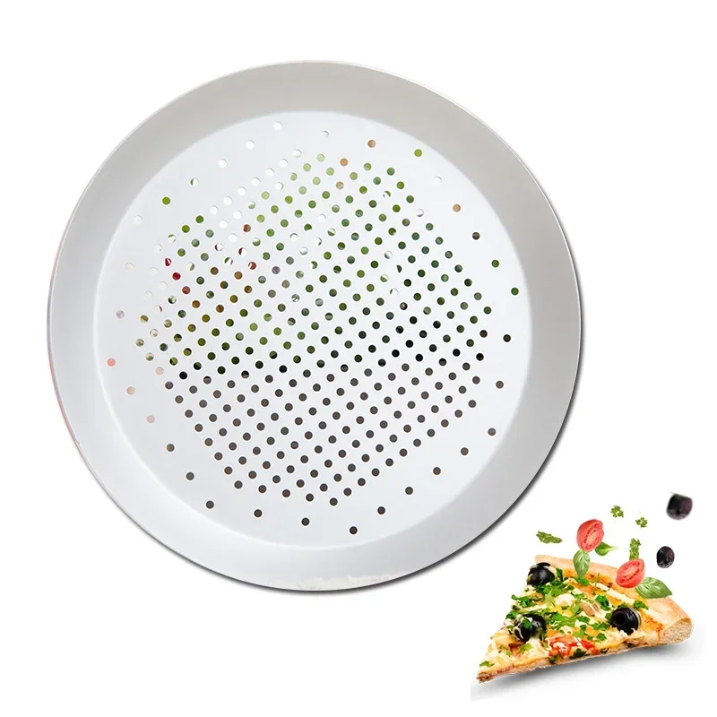 Round Pizza Plate Hole Pizza Baking Pan Tray Plate Non-stick Mold Baking Tool Pizza Screen Pan Baking Mould