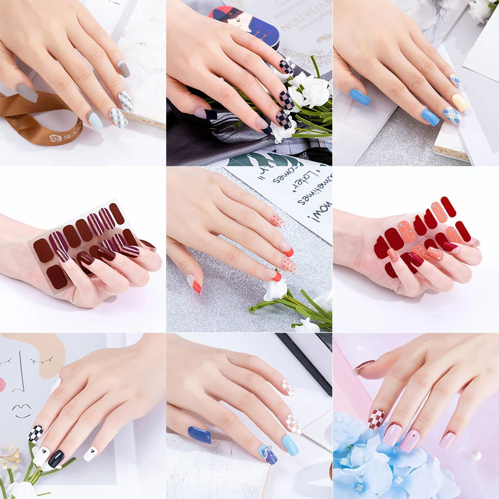 Nail Art Stickers,Self-Adhesive Fully Covered Wraps Waterproof Manicure Decals Color for Polish Cool Sexy Beauty Women Girls