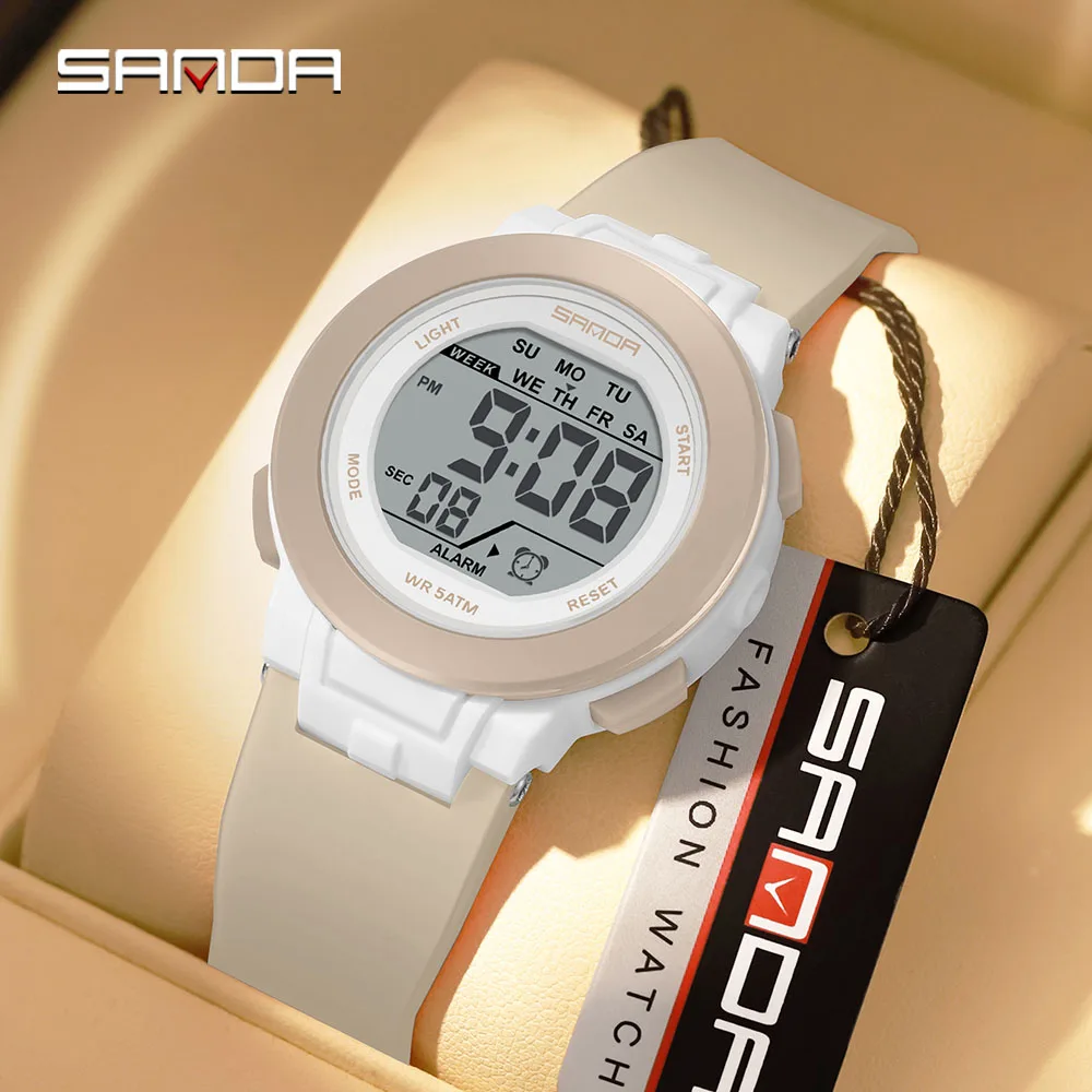 SANDA new 6383 multifunctional color light watch for high school students' sports, men's and women's electronic watches