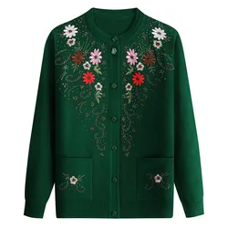 Fdfklak nuovi maglioni da donna di mezza età e anziani Cardigan in maglia primavera autunno giacca Casual monopetto top femminili