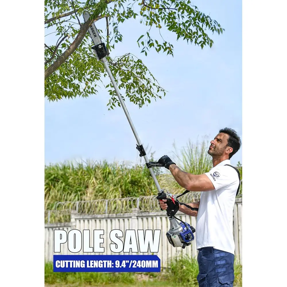 26cc Weed Wacker تعمل بالغاز، ماكينة تشذيب/مقلم السلسلة، منشار القطب، أداة تشذيب التحوط وشفرة تقطيع الفرشاة، أدوات العناية المتعددة في 1