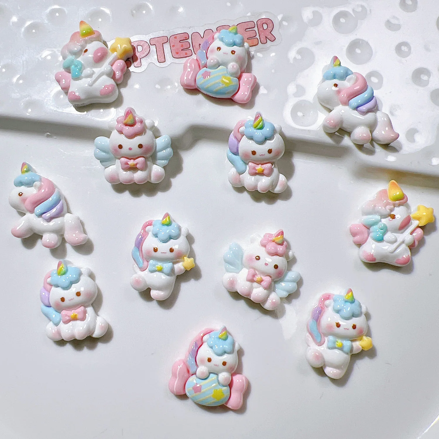 10 Pcs New Lovely Cartoon Colorful Unicorn Pony Resin Scrapbook Diy Jewellery Hairpin Accessories Decorate