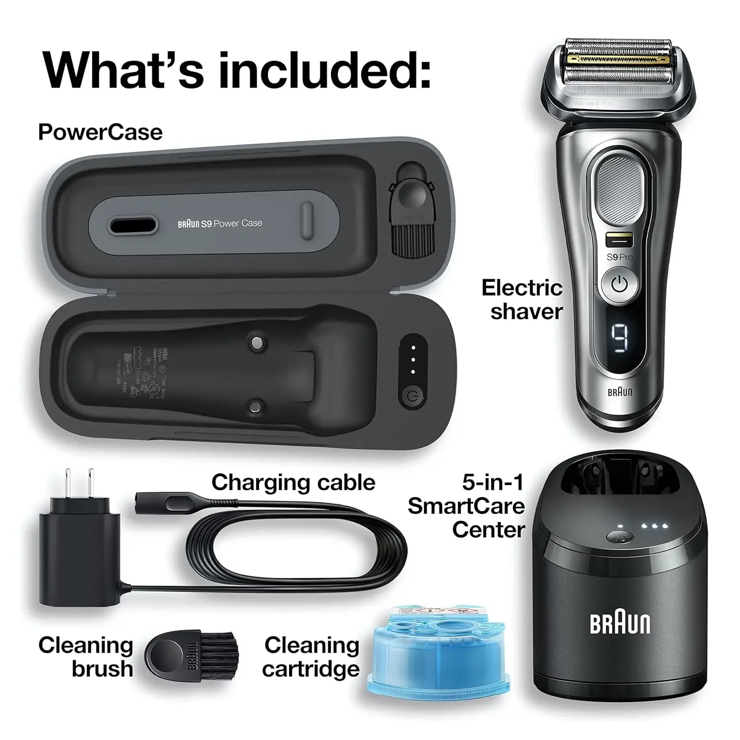 Electric Razor for Men, Waterproof Foil Shaver, Series 9 Pro 9477cc, Wet & Dry Shave, with Portable Charging Case, ProLift Beard