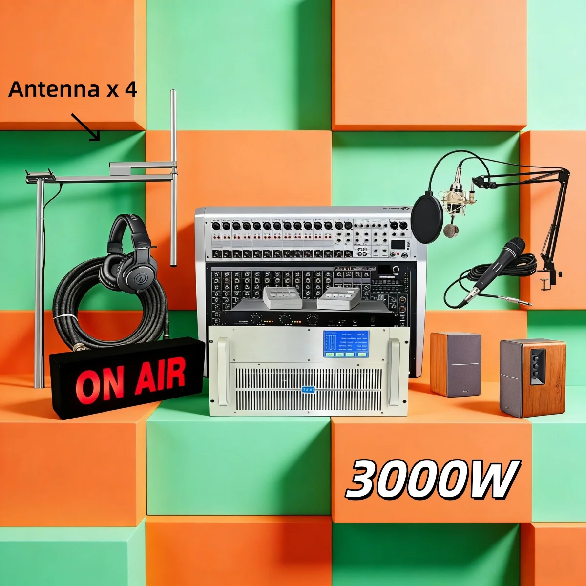 School YXHT-2, 3KW(3000W) FM Transmitter Full Broadcast System, Campus News PA, Complete Kit, Frequency Adjustable