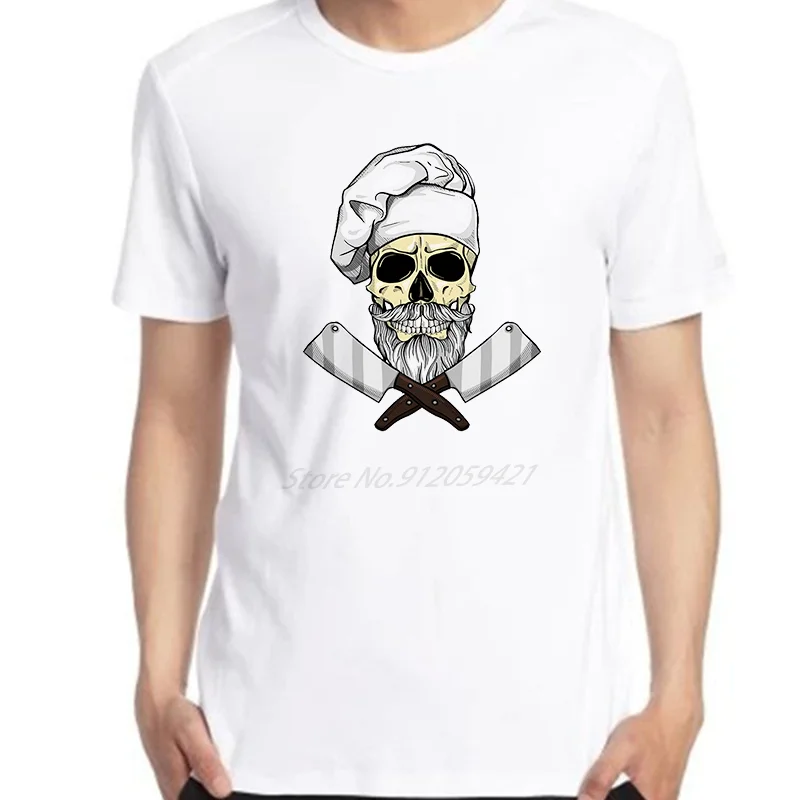 Skull Chef Butcher Cooking Saying Grill Funny Graphic T Shirts Tops Tee Shirts Cotton Short Sleeve T-Shirts Mens Print T Shirt