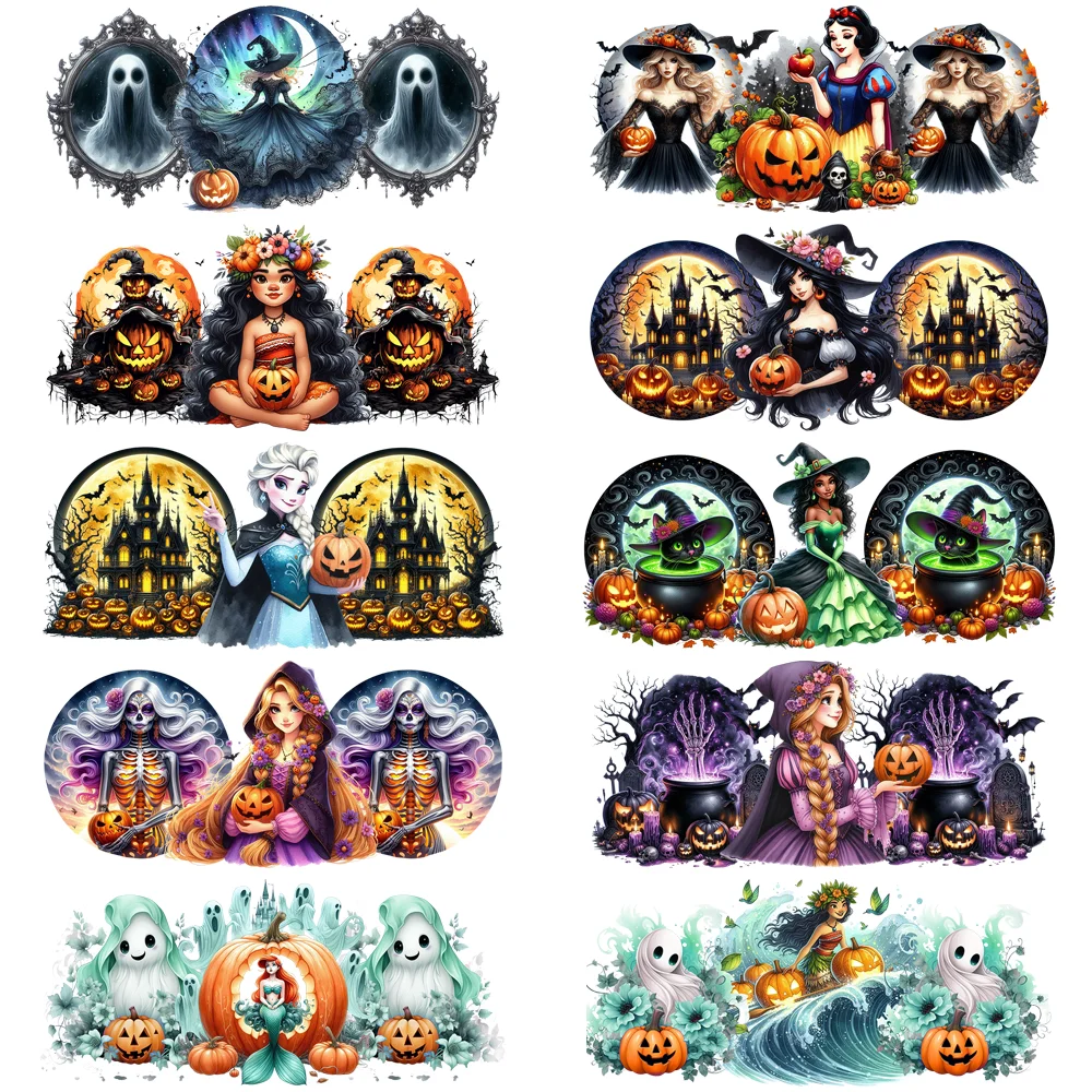 

Halloween Princess Series easy peel waterproof DIY Decals 3D transfers uvdtf stickers 16oz uv dtf cup wraps