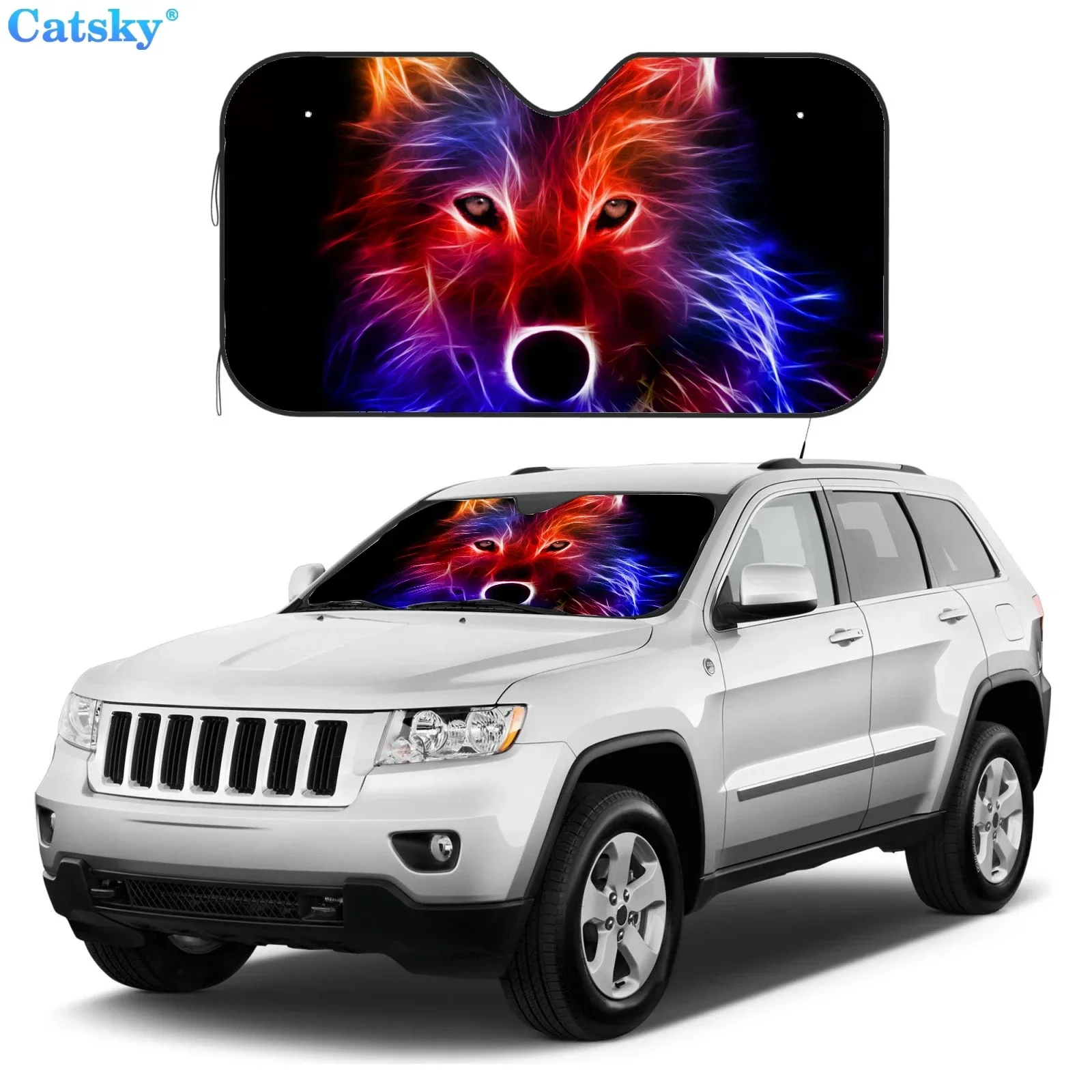 

Солнцезащитный козырек на лобовое стекло автомобиля с волком, уличный декор автомобильных аксессуаров, семейная защита от солнца на лобовое стекло, украшение автомобиля с животными для мужчин