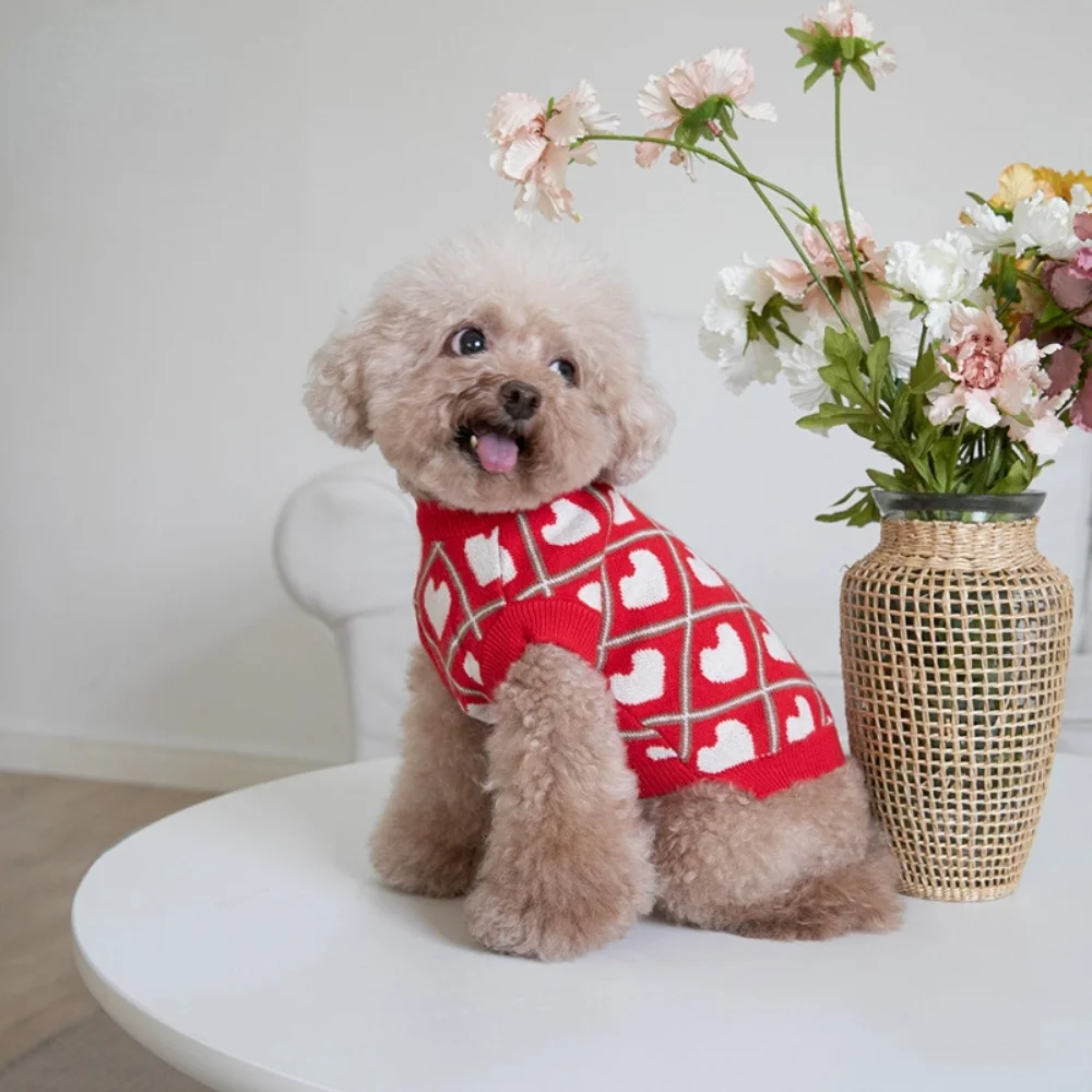 Autumn Winter Pet Sweater Cat Clothes Colorful Jacquard Sweater Vest Warm Cat Dog Clothes Clothes New Year Clothes Dog Sweater