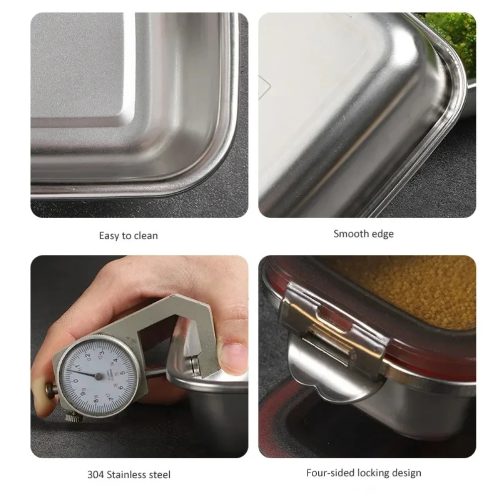 Portable 304 Stainless Steel Lunch Box Leak Proof Microwave Safe For Commute Fridge Safe Eco Friendly Food Container - view 6
