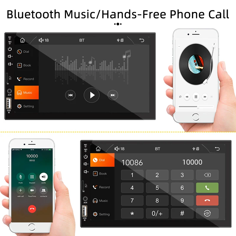 7“ 1 Din Autoradio Carplay Android Auto Multimedia-Player Universelles Autoradio HD-Touchscreen FM AUX-Eingang Bluetooth MirrorLink – Detail 8