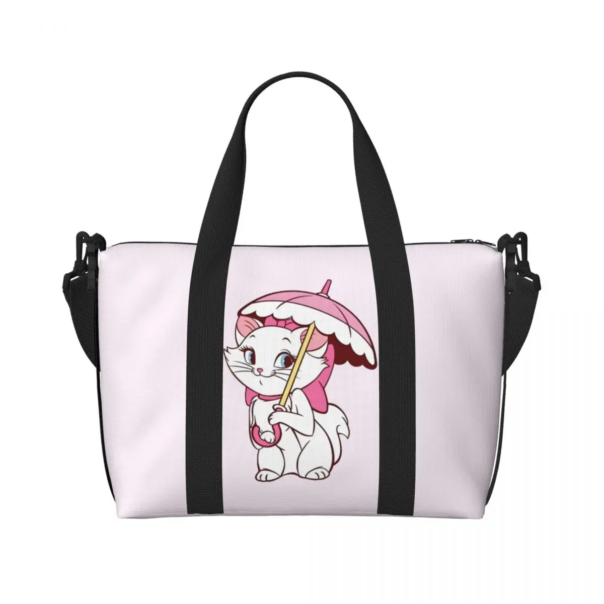 

Custom Large Marie Cat Tote Bag for Women Cat Animation Shopper Shoulder Beach Gym Travel Bag