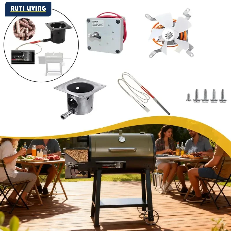 Auger Motor, Induction Fan Kit, Fire Burn Pot and Hot Rod Ignitor for Traeger and Pit Boss Wood Pellet Grill Parts Replacement