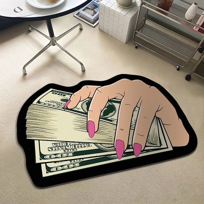 Irregular Dollar Area Rug Simulated Money Carpet Soft Comfortable Foot Mat Cute Entry Door Rug Household Supply Home Decoration
