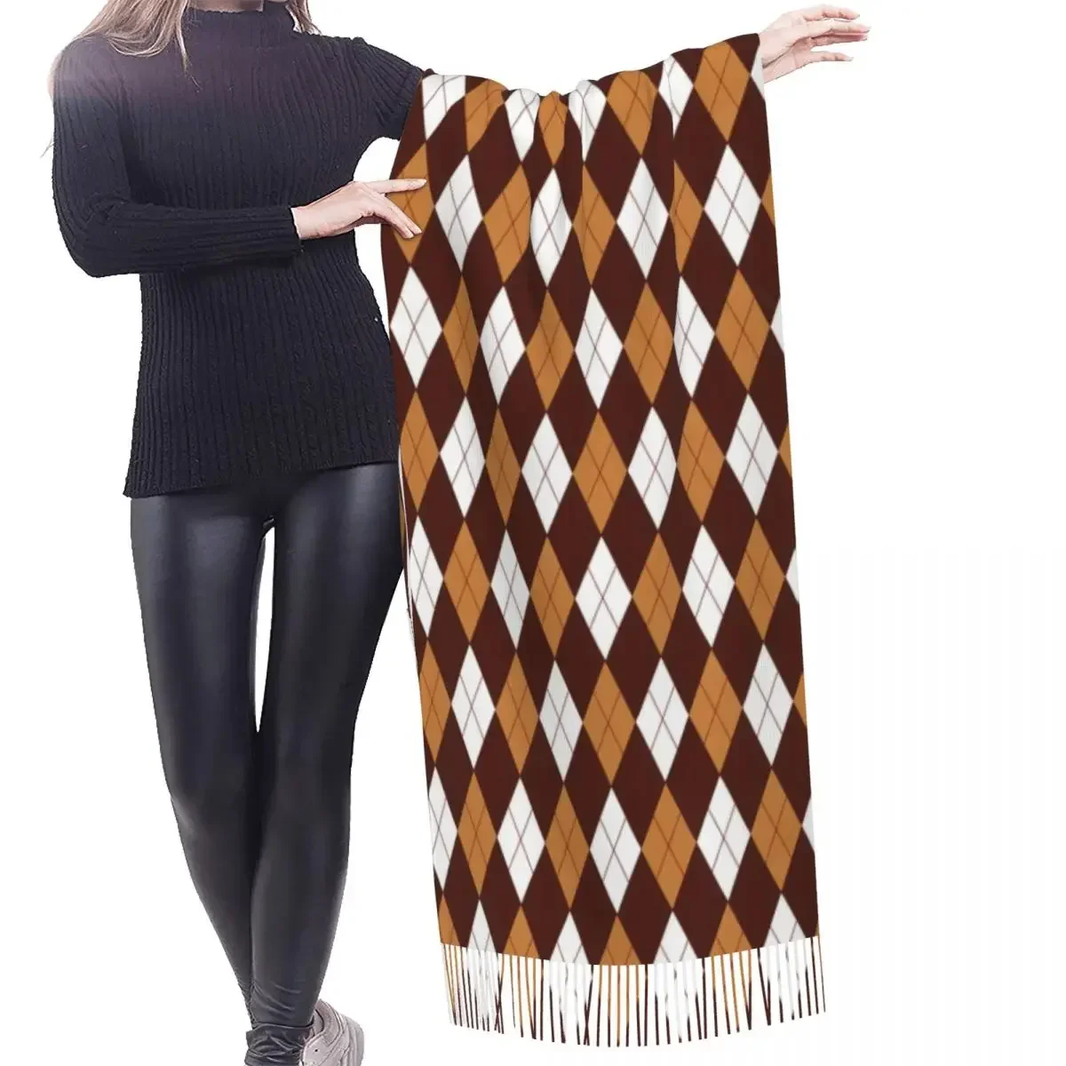 Custom Printed Classic Argyle Pattern Scarf Men Women Winter Fall Warm Scarves Shawls Wraps