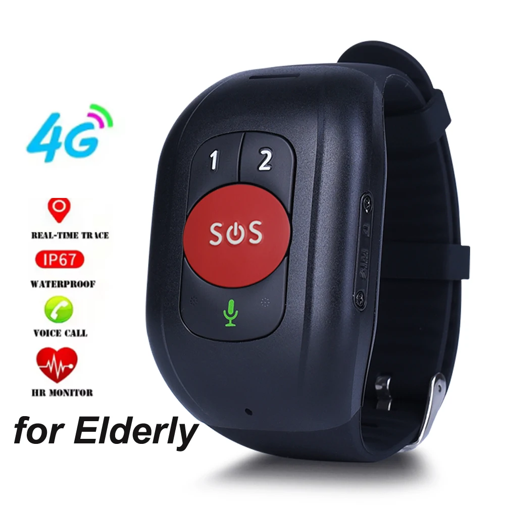 2026 Elder Smart Locator 4G GPS Tracking Bracelet with Fall Detection Alert SOS Button Emergency Call 1000mAh Waterproof Tracker