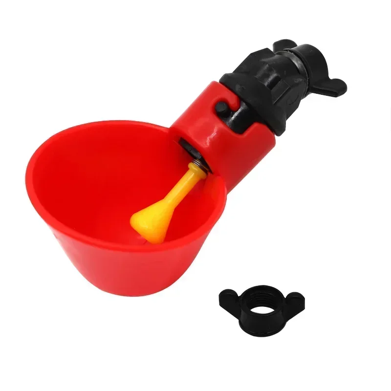 Farm Automatic Quail Drinker Plastic Chicken Waterer Bowl Straight Pipe with Yellow Nipple Hanging Water Cup Poultry Coop Feeder