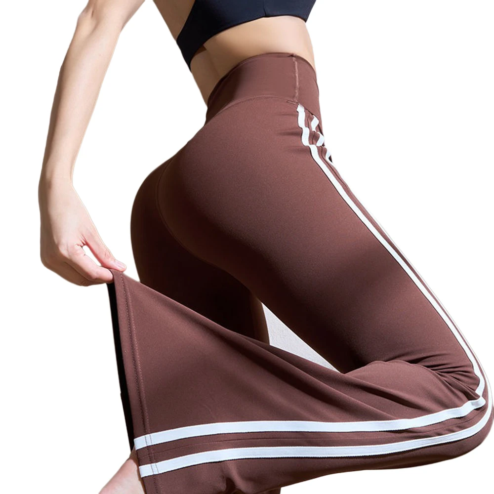 Damen Yoga Flare Leggings Fitness Push-Up High Waist Weite Hosen Gym Elastische Tights Trainings-Sporthosen Schlaghosen