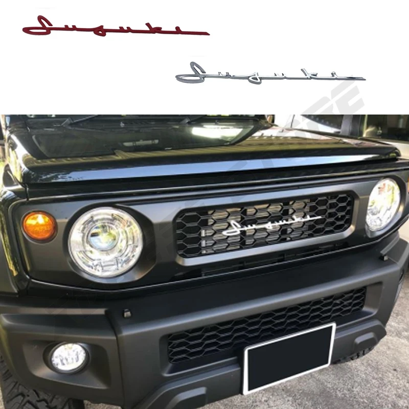 Car Grill Mesh Racing Grills Car Black Kidney Front Grille Cover Car Accessories with Logo For Suzuki Jimny JB64 JB74 2019-2023