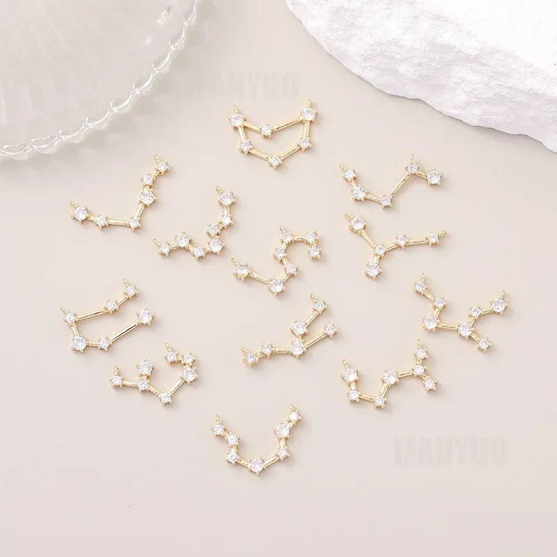 Zodiac Floating Charms Stainless Steel Gemini Aries Libra Taurus Twelve Constellation Pendant for Jewelry Making DIY Gift Tools