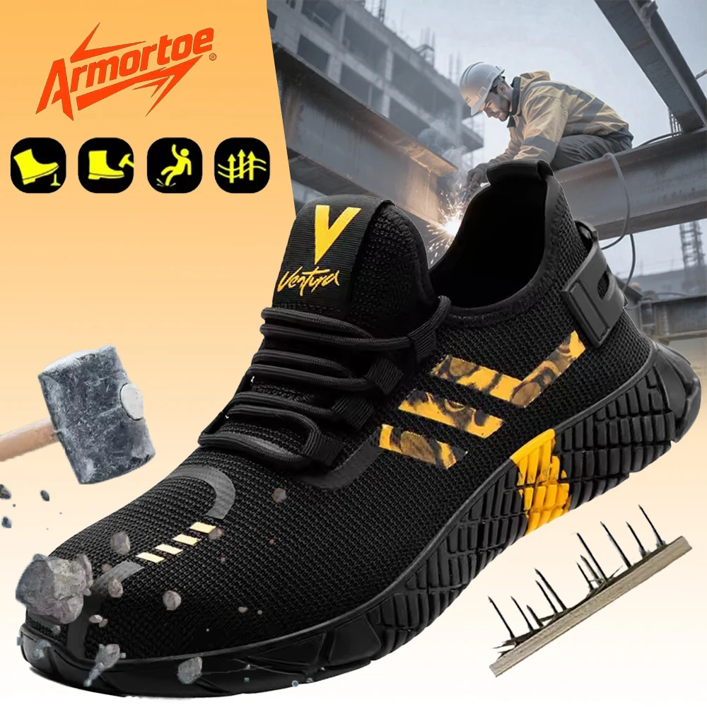 

ArmorToe Steel Head Anti-smash Anti-stabbing Four Seasons Section Safety Shoes Wear-resistant Non-slip Work Shoes #Armor2692
