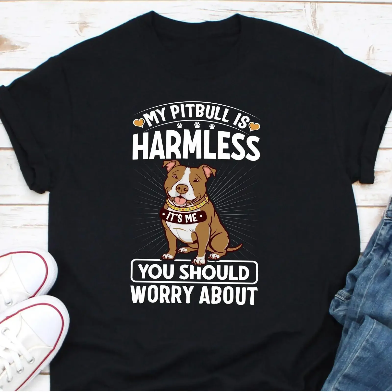 My Pitbull Is Harmless It's Me You Should Worry About T Shirt Funny Dog Lover Owner  vintage Washed Slightly Unisex graphic