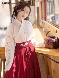 Japanese Style Dress Women Long Kimono Cardigan Girls Skirt Floral Embroidered Full Sleeve Yukata Haori Ancient Oriental Cosplay