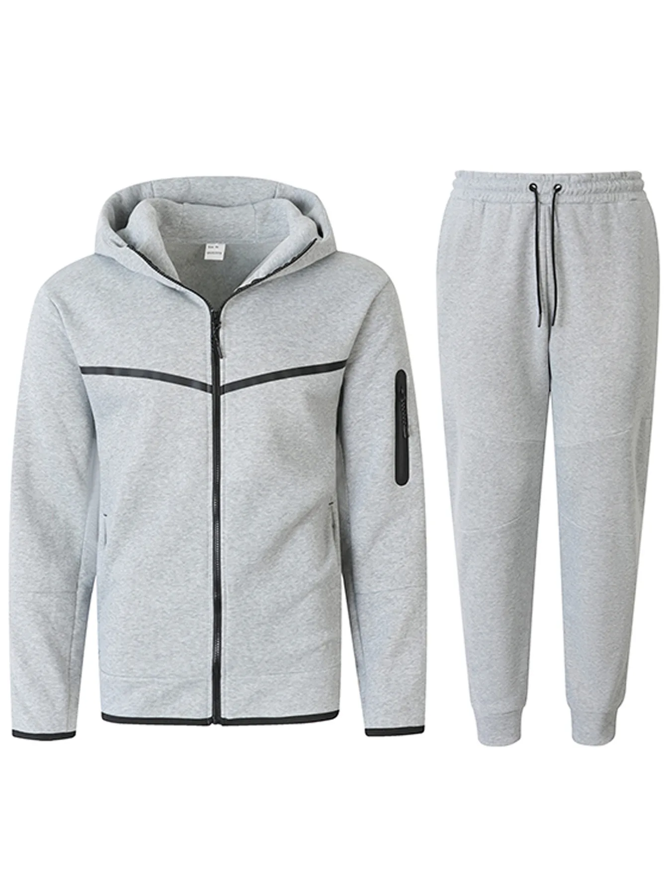 2-teiliger Herren-Sportanzug für Frühling und Herbst, Kapuzenjacke mit Reißverschluss und Jogginghose, lässiger Alltags-Sportanzug für Männer im Freien – Detail 4