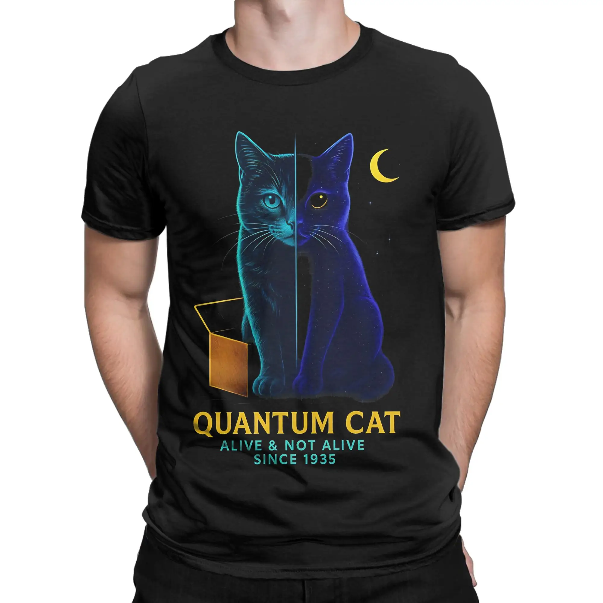 Camisetas Alive & Not Alive Since 1935 Quantum Mechanics Cat Fashion, camiseta 100% de algodón, camiseta de manga corta con cuello redondo