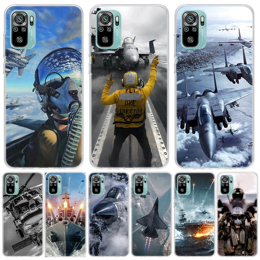 Military Aircraft Warship Fighter For Xiaomi Poco X6 X3 Nfc X5 X4 F6 F5 Pro Phone Case F4 Gt F3 F2 F1 M5S M4 M3 M2 5G Fundas Coq