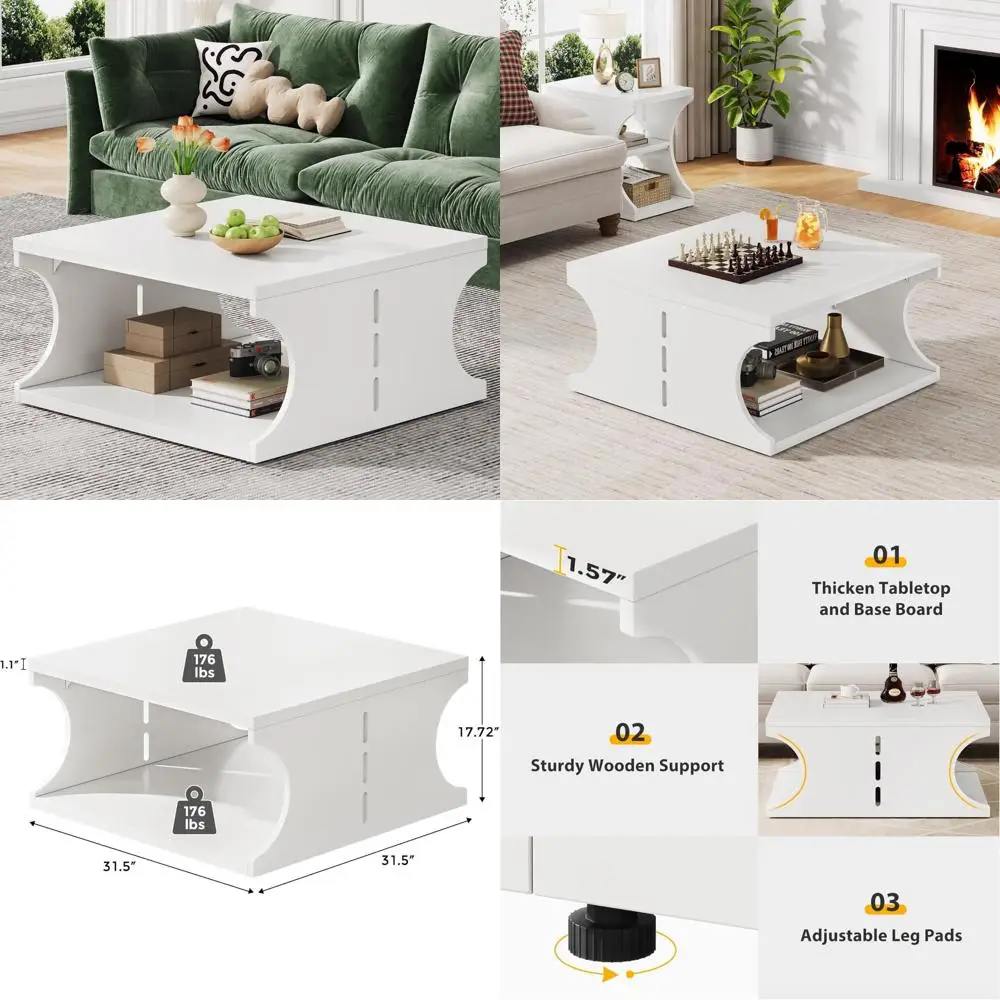 

Современный двухъярусный деревянный журнальный столик с полкой для гостиной и домашнего офиса