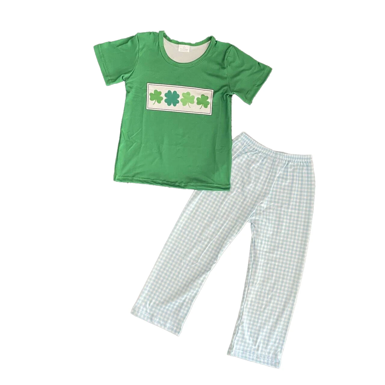 Boutique St. Patrick's Day Outfits Girls Shamrocks Dress Short Sleeve Boys Shamrocks Set Lucky Baby Bubble