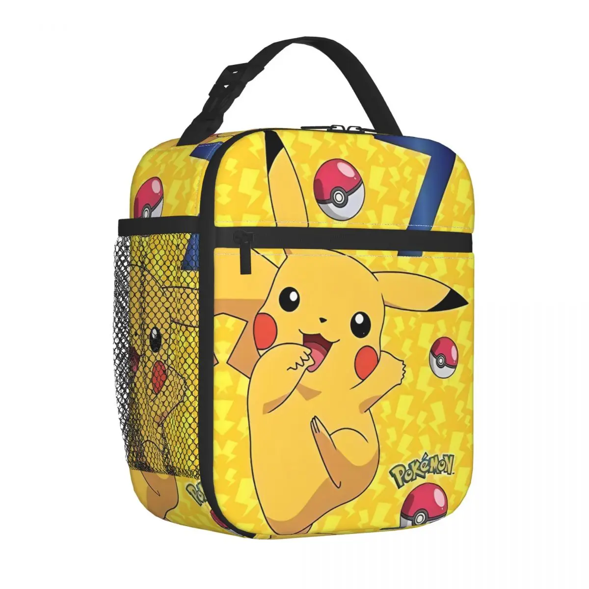 

Милые изолированные сумки для обеда Happy Pikachu, большой контейнер для еды с героями мультфильмов, термосумка, ланч-бокс, сумка-тоут, школьные сумки для хранения еды для пикника
