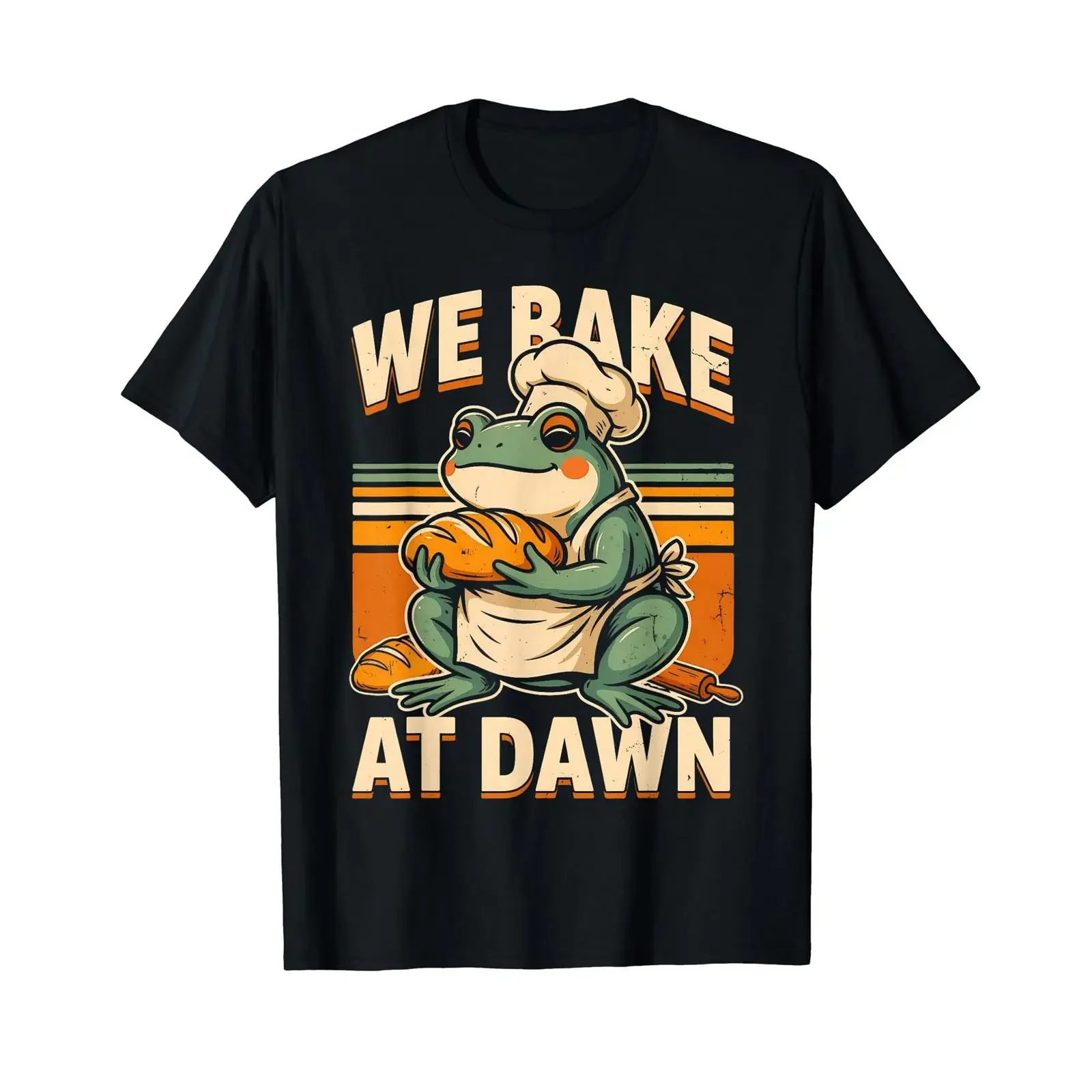 We Bake At Dawn Frog Baker Value T Shirt vintage Washed homme Comfortable Slightly graphic fashion Versatile Stretched Soft