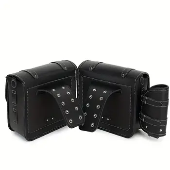 摩托車黑色通用鞍包大容量側包收納工具,適用於哈雷Sportster XL 883、本田、雅馬哈、鈴木等車型 8 最佳銷售 哈雷機車鞍袋 - №2