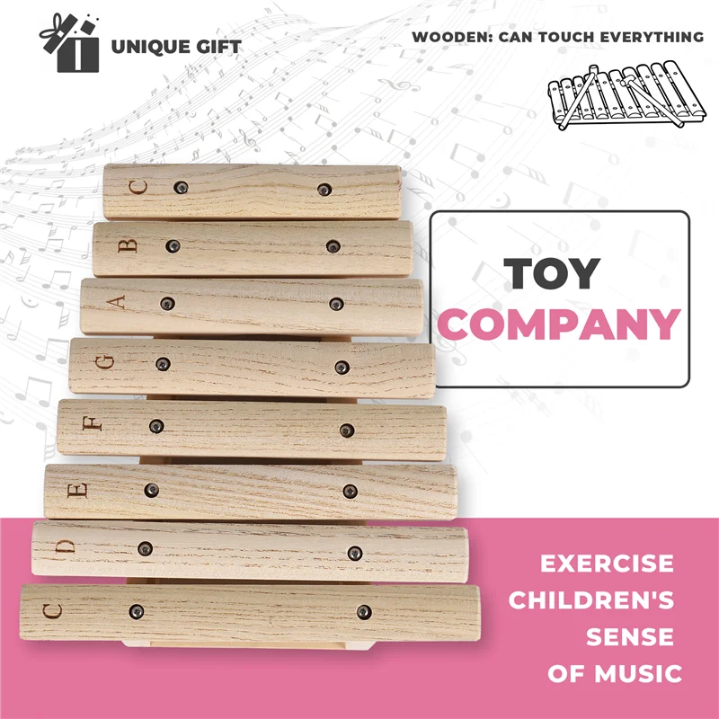 

XFDZ-Children Kids Natural Wood Wooden 8 Tone Xylophone Percussion Toy Musical Instrument For Kids Music Develop