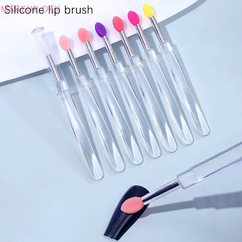 1Pcs Multifunctional Silicone Brush Applying Manicure Tool Reusable Lip Brush Nail Arts Silicone Applicator Sticks