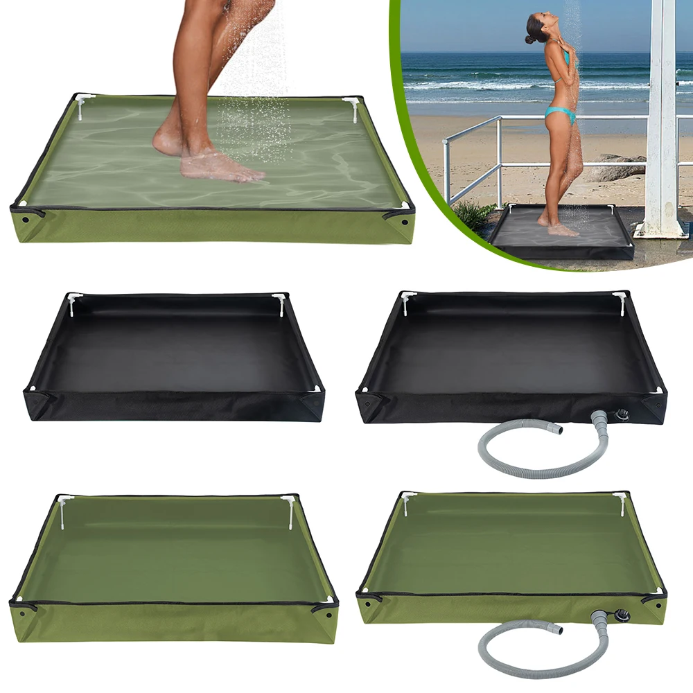 

Portable Shower Base with Drain Hose Outdoor Tent Shower Tray Foldable Shower Pan for RV Outdoor Camping Shower Beach Pet Bath