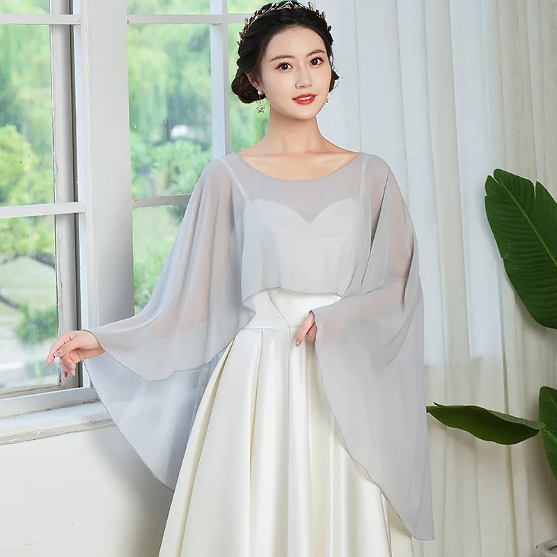 Chiffon thin summer shawl, wedding shawl daily with, skirt multi-coloured shawl mid-length, sun protection clothing, party shawl