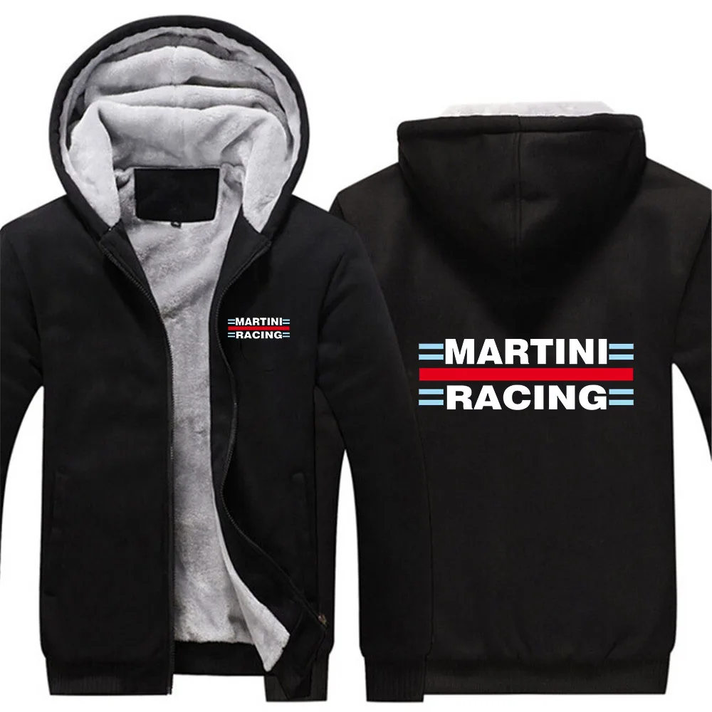 2023 New Men's Martini Racing Printing Winter Warm HoodiesThick Fleece Comfortable Jacket Zipper SportWear Fashion Hoodies Coat