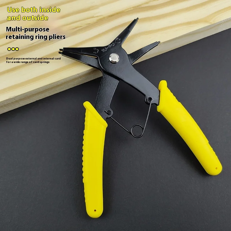 Two-in-one straight-jawed retaining ring pliers internal and external dual-purpose retaining ring pliers expansion pliers