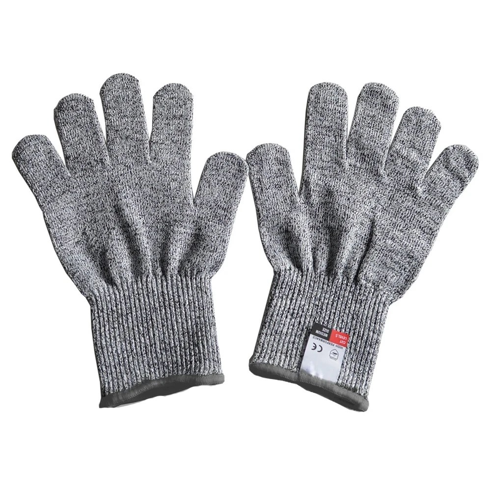 Anti Cut Proof Gloves 1Pair Grey Black HPPE EN388 ANSI Anti-cut Level 5 Safety Work Gloves Cut Resistant Gloves